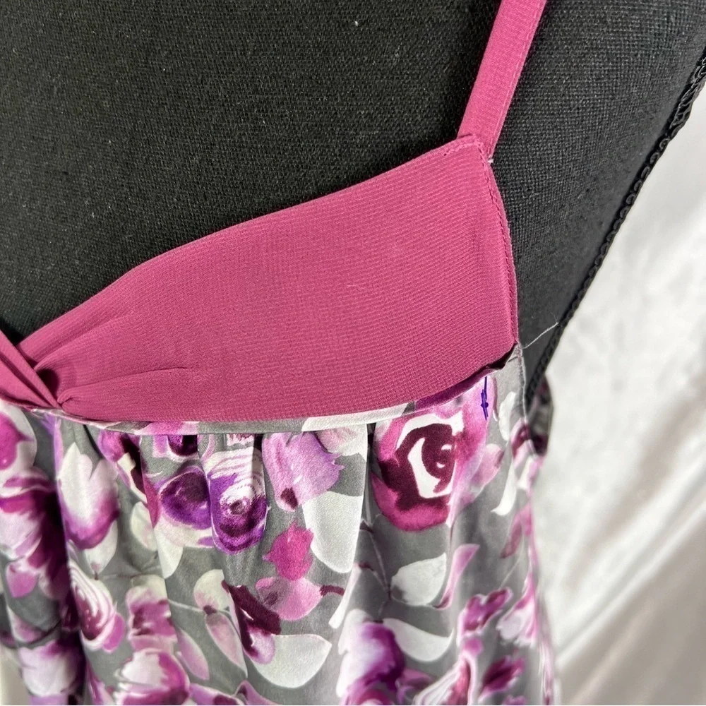 Cabernet Floral Slip Dress Romantic Sleepwear, Soft Feminine Effortless Lounge M